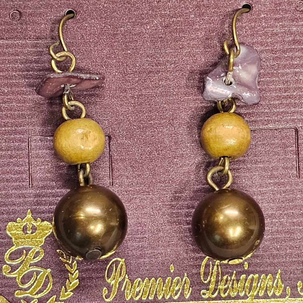Premier Designs INTO THE WILD Earrings Dangle/Drop Earth Tone Beaded Pierced NEW